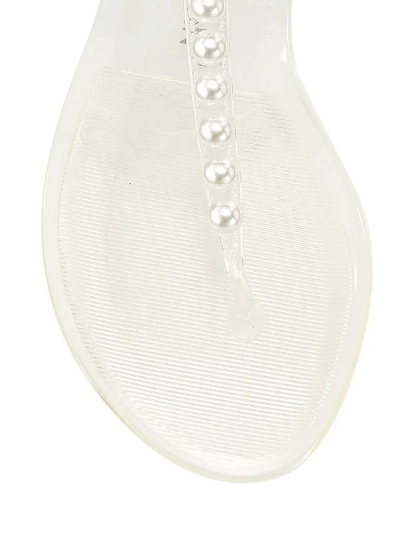 Stuart Weitzman Goldie Jelly Flat Sandals, CLEAR. Shine Rubber, Size: 4 Medium