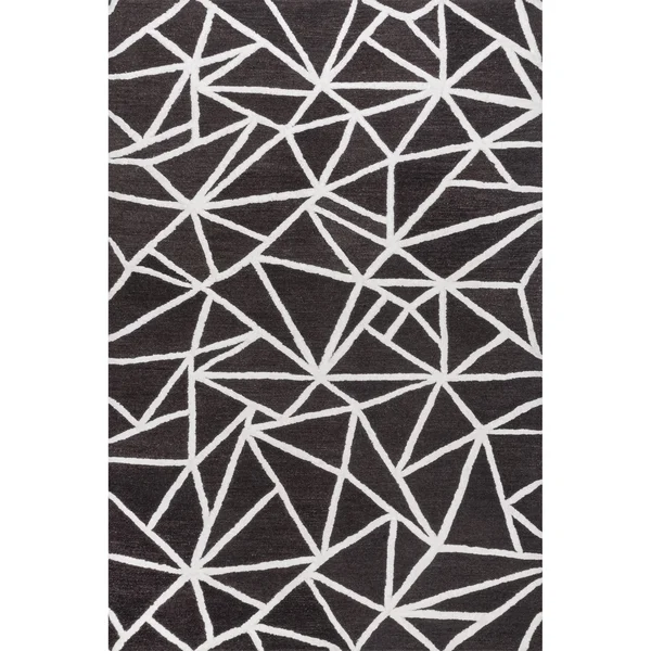 5'x8' Rectangle Hand Made Woven Geometric Wool Area Rug Black - nuLOOM