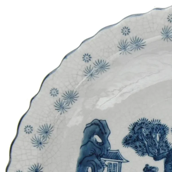 Oriental Furniture 14x22 Ladies Blue & White Porcelain Plate