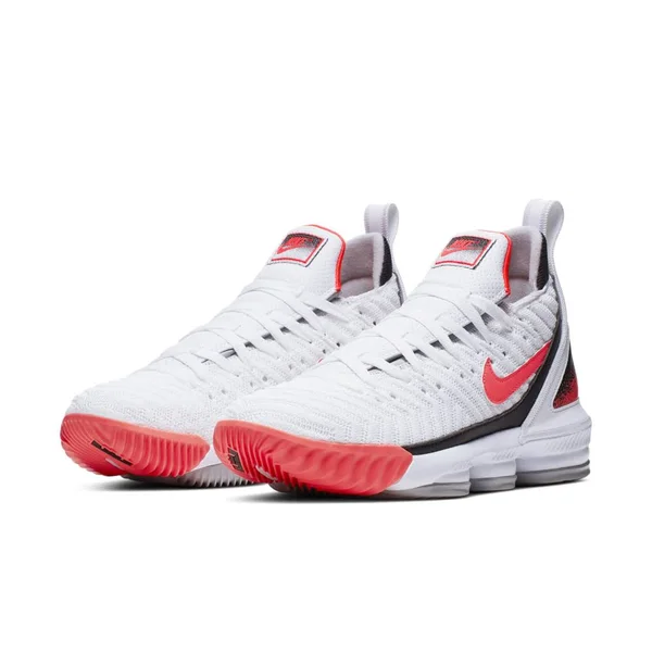Nike Mens James LeBron 16 Basketball Shoes - White/Hot Lava/Silver, Size 11.5