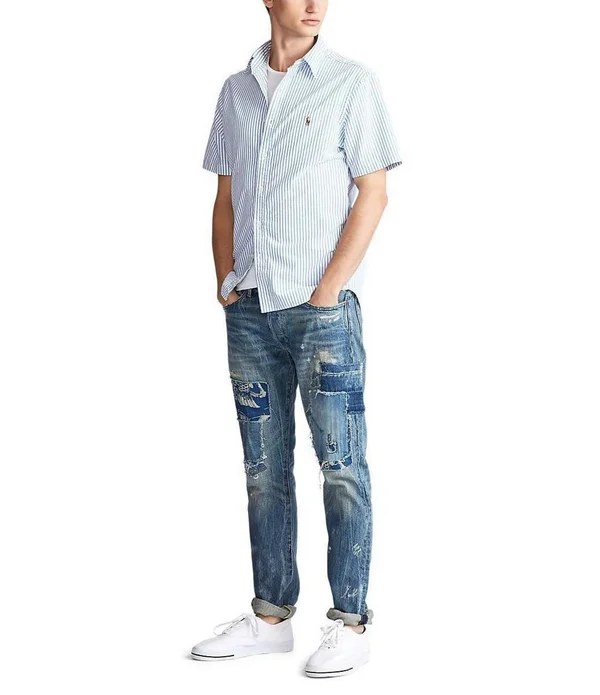 Polo Ralph Lauren Men's Big & Tall Oxford Shirt - Blue/White Stripe