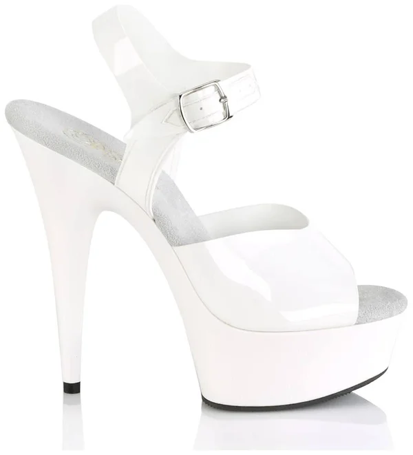DELIGHT-608N - 6x22 Heel, 1 3/4x22 Platform Ankle Strap - White 5