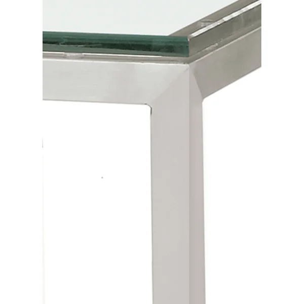 Room & Board, Modern Parsons 48W 24d 42h Bar Table w/ 2x22 Leg, Smoke Tempered Glass Top w/ White Base