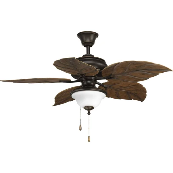 Progress Lighting AirPro Signature 52x22 Ceiling Fan - Antique Bronze - Palm Leaf Style Cherry/Walnut Blades