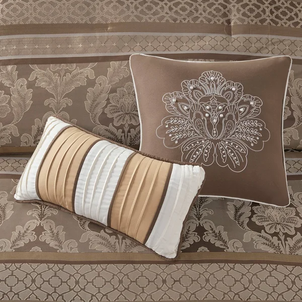 Madison Park Bellagio 7 Piece Jacquard Comforter Set Brown Cal King