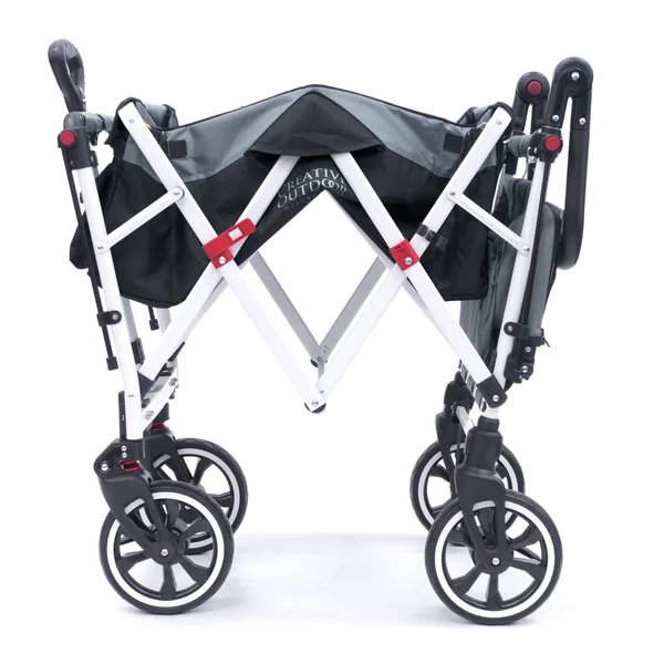 Push Pull Titanium Series Plus Folding Wagon Stroller with Canopy, Black Black/Gray, Assembly Required