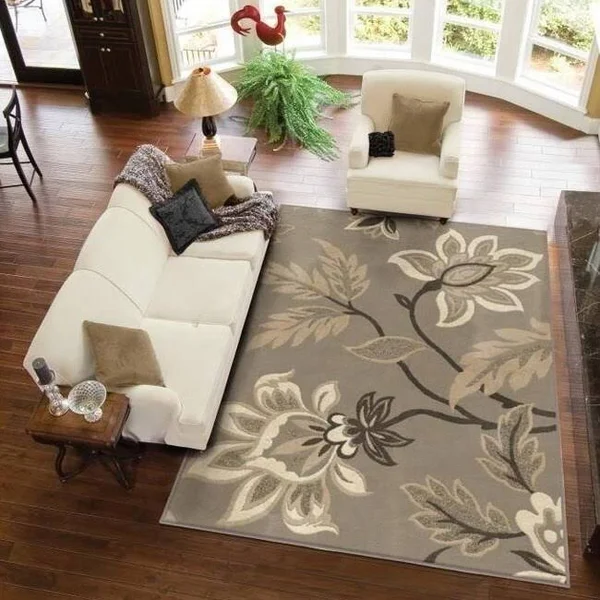 Carolina Weavers Finesse Collection Floweret Grey Area Rug - 5&3 x 7&6 (5 ft 3 in x 7 ft 6 in)