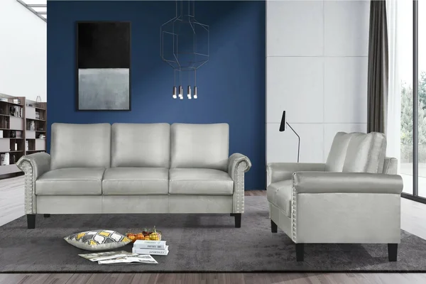 Silver Faux Leather Loveseat from Global Furniture USA