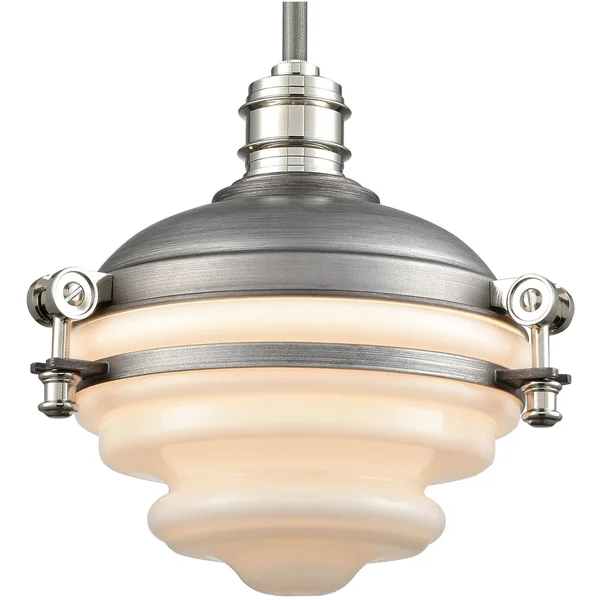 Elk Lighting 16106/1 Riley 1 Light Pendant in Weathered Zinc - Polished Nickel