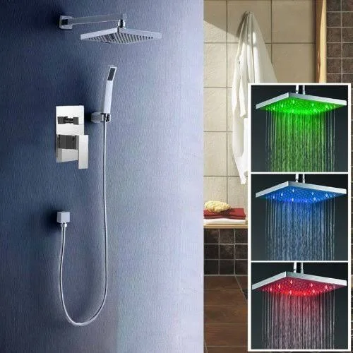 Cascada Luxury Bathroom Shower Set Rainfall LED Shower Head - Double-Function Val