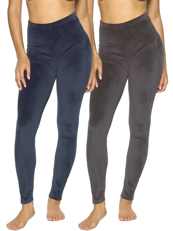 Felina - Velour Winter Leggings 2, Large, Navy/Charcoal