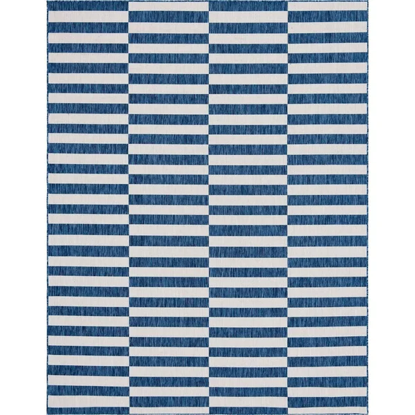 Outdoor Striped Light Aqua 8x11 Area Rug Indoor Outdoor Rug