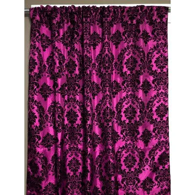 Amboy Damask Room Darkening Rod Pocket Single Curtain Panel Rosdorf Park Curtain Color: Black/Fuchsia - Size per Panel: 56x22 W x