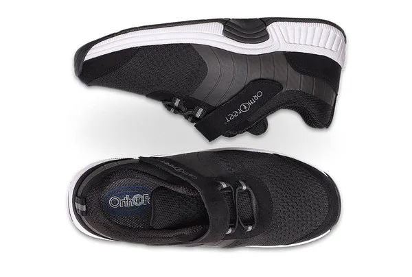 Women's OrthoFeet Joelle Walking Sneaker - Size: 11.5, Black