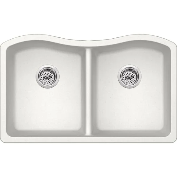 Miseno MGR33205050 Carolina 32-1/2 Double Basin Undermount Granite Composite Kitchen Sink - Ivory