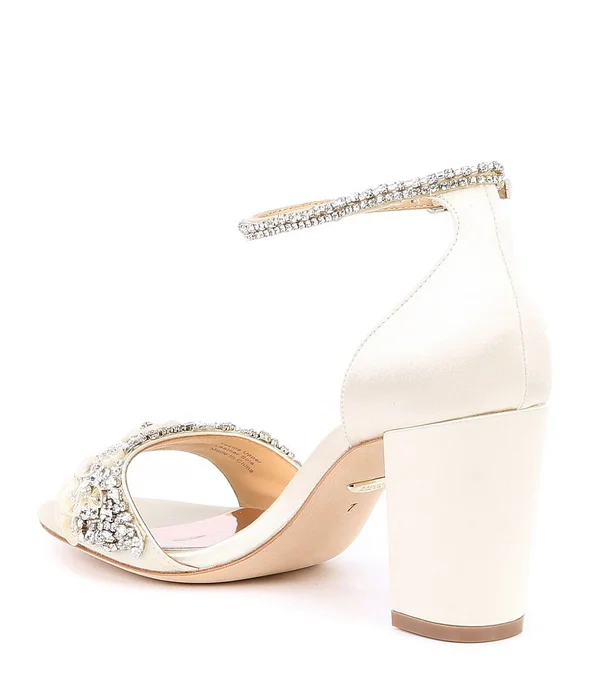 Badgley Mischka Finesse Satin Block Heel Dress Sandals - 9M