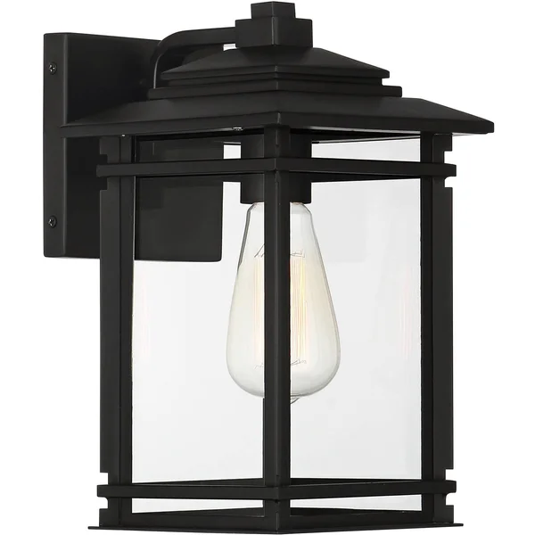 John Timberland North House 12 inch High Matte Black and Glass Outdoor Wall Light - Size: 12 x 8 x 9 82518375