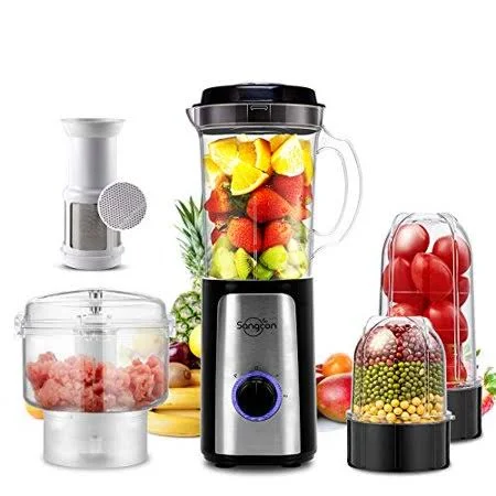 5 in 1 Personal Blender, 350 Watt High-Speed Smoothie Blender Single Serve Blender for Shakes and Smoothies, Mini Blender with 3