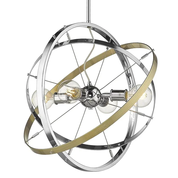 Golden Lighting 7936-4 BS-BS-BS Atom Chandelier 4 Light Steel Brushed