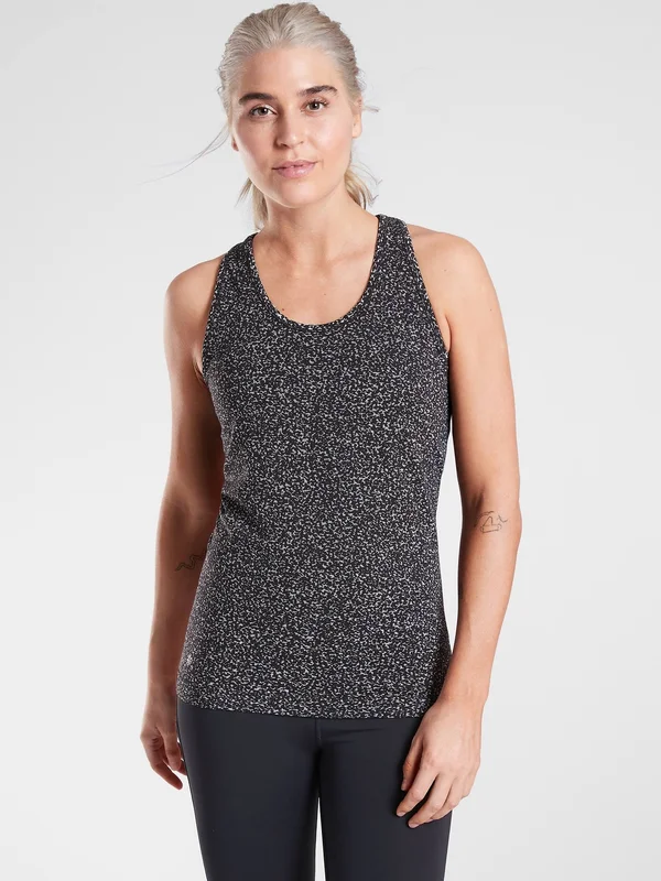 Athleta Women's Speedlight Gravel Tank Black/ White Regular Size M