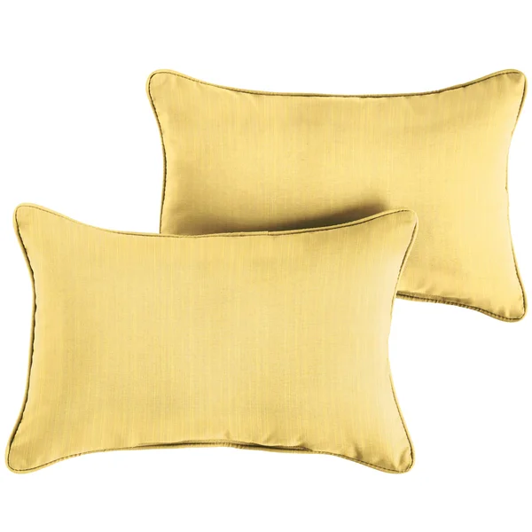 Sunbrella Dupione Cornsilk Corded Indoor/ Outdoor Pillows (Set of 2) 12 in x 18 in