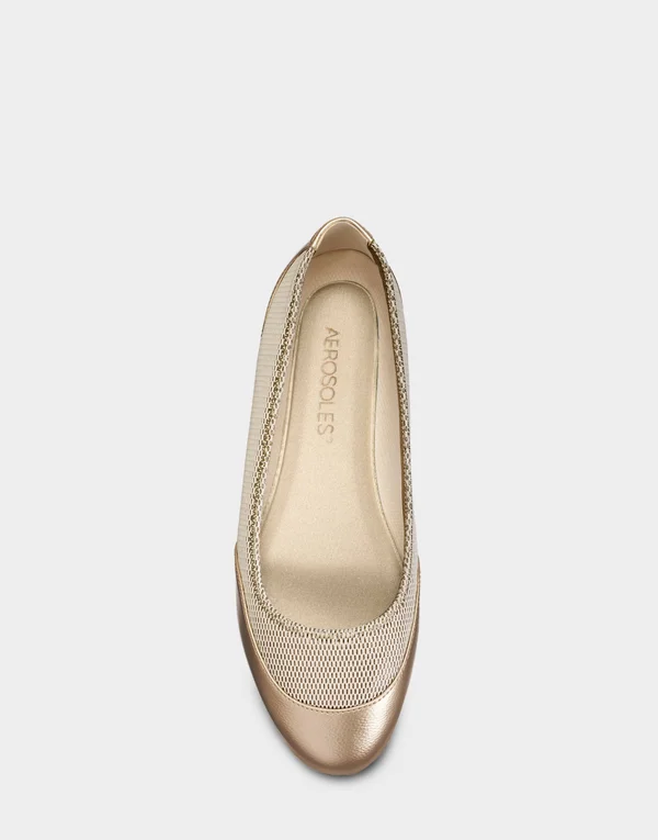 Women's Aerosoles Get Smart Ballet Flat - Size: 5.5, Gold