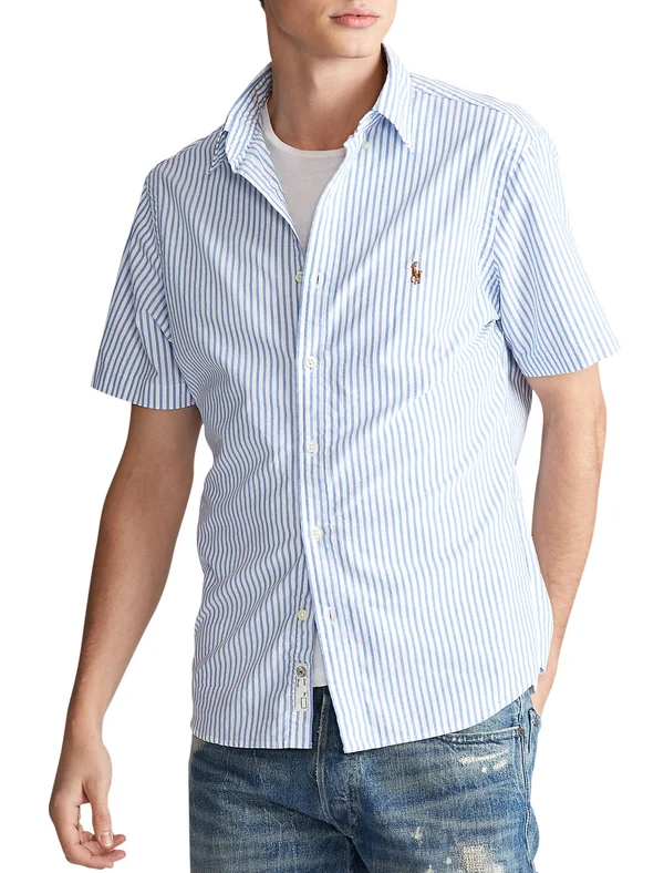 Polo Ralph Lauren Men's Big & Tall Oxford Shirt - Blue/White Stripe