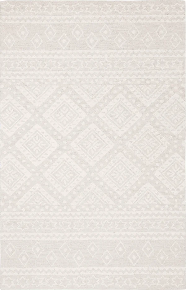 Safavieh Micro-Loop MLP501G 5&0x22 x 5&0x22 Round Grey, Ivory Area Rug