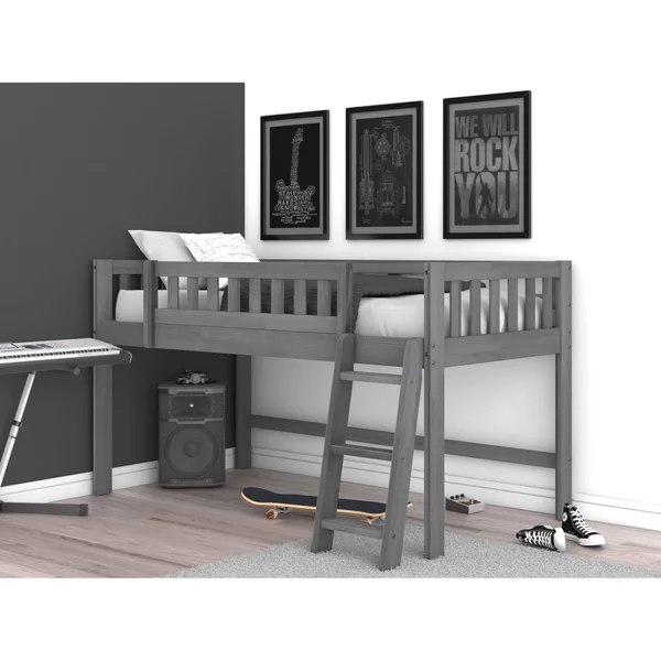 Os Home and Office Model 83204-1 Charcoal Gray Twin Low Loft Bed