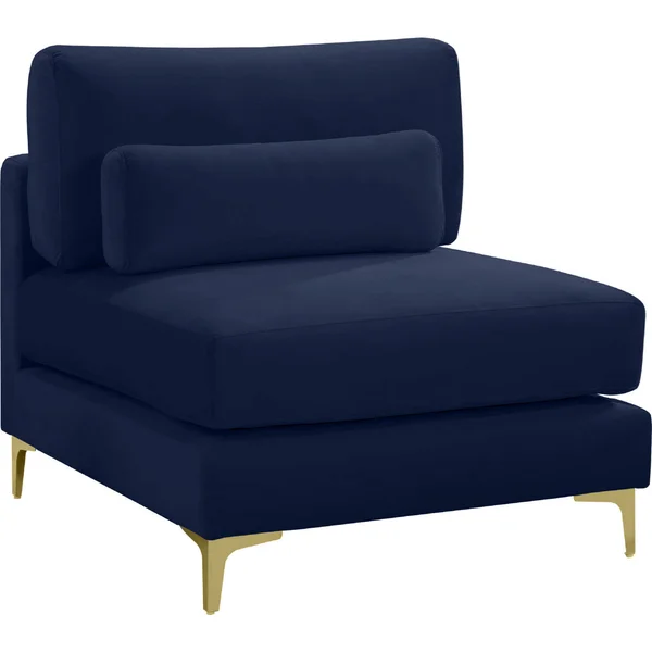 Meridian Furniture Julia Navy Velvet Modular Armless Chair