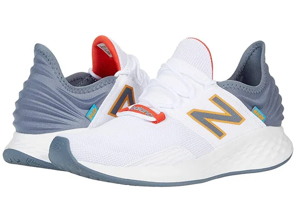 New Balance Men's Fresh Foam Roav Running Shoes - White/Grey/Orange (Size 9 wide)