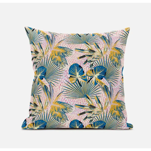 Amrita Sen Plant Illusion 18x22x18x22 Suede Pillow in Blue Gray