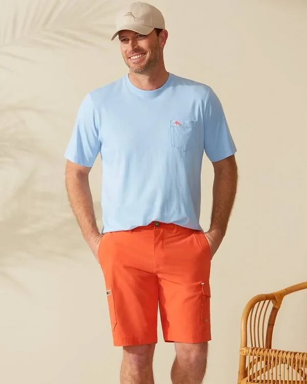 Tommy Bahama Men's Cayman Isles IslandZone 10-Inch Cargo Shorts - Blazing Orange - Size 32