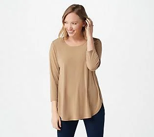 Susan Graver Modern Essentials Liquid Knit 3/4Sleeve Tunic - Size 3X, Riverstone