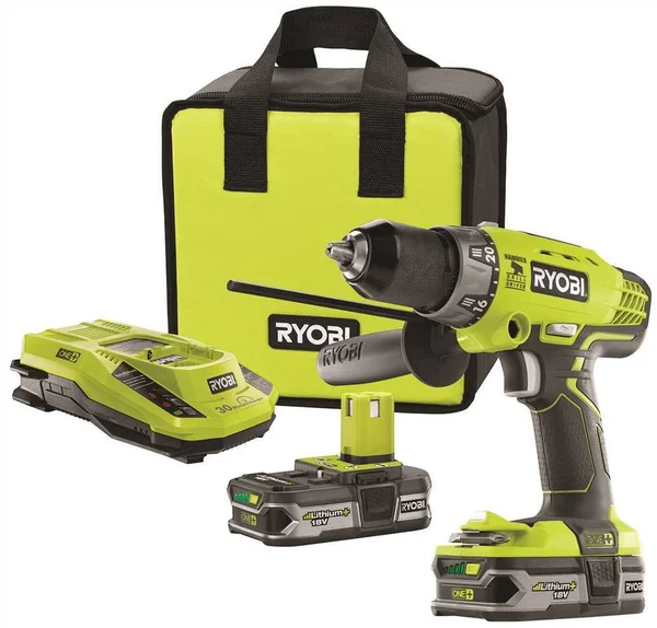 Ryobi P1812 ONE+ 18-Volt Lithium-Ion Cordless Hammer Drill Kit
