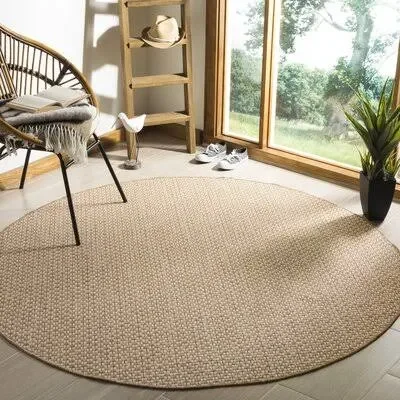 Kaylah Geometric Beige Indoor/Outdoor Area Rug Highland Dunes Rug Size: Round 6&7x22