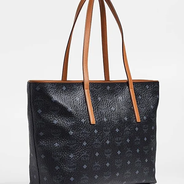 MCM Women's Anya Logo Print Leather Shopper Tote - Black