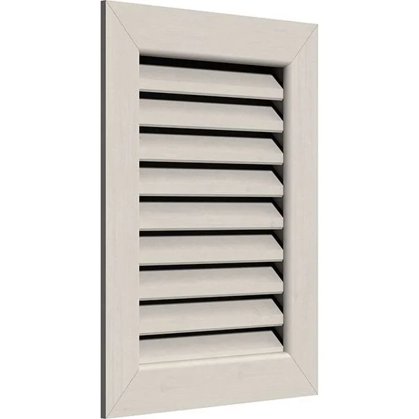 34 inchw x 14 inchh Vertical Gable Vent (39 inchw x 19 inchh Frame Size): Primed - Functional, Smooth Western Red Cedar Gable Ven