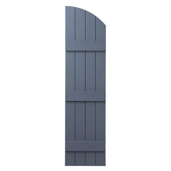 Ply Gem 14 in. x 65 in. Polypropylene Plastic Arch Top Closed Board and Batten Shutters Pair in Blue