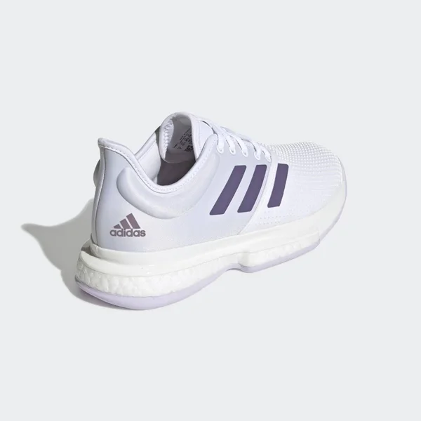 Adidas Women's SoleCourt Tennis Shoes (White/Tech Purple/Legacy Purple)