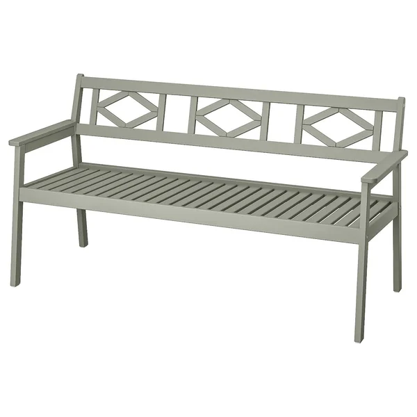 IKEA - BONDHOLMEN Bench with backrest, Outdoor, Gray, Width: 64 1/8