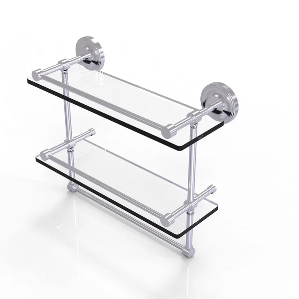 Allied Brass Gallery Double Glass Shelf with Towel Bar - Matte White - 22 inch