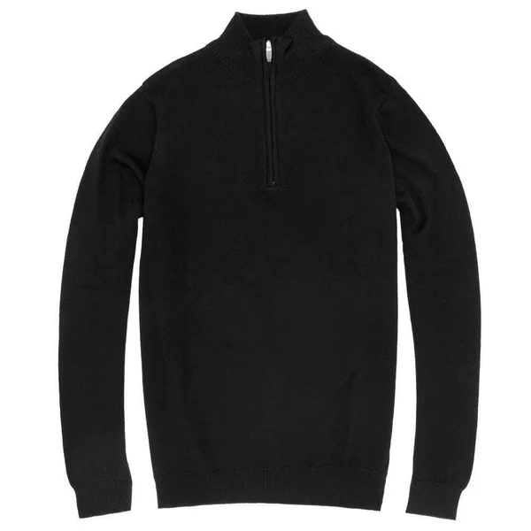 Mens 100% Extra Fine Merino Wool Quarter Zip Jumper, Black, L