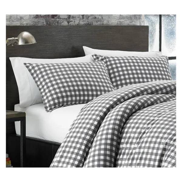 Eddie Bauer Preston Flannel Duvet Cover Set - Grey, King