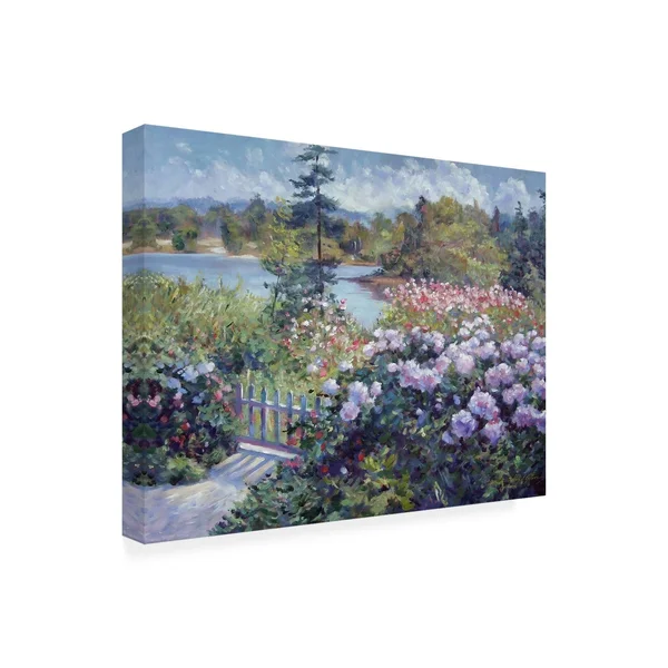 Trademark Fine Art &Summer Garden at The Lake& Canvas Art by David Lloyd Glover - Size: 35 x 47