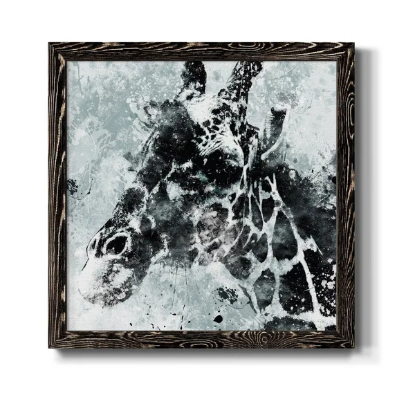 Giraffe-Premium Framed Canvas - Ready to Hang - 34.5x34.5 - Black