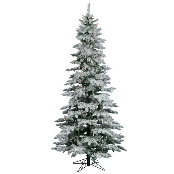 Vickerman 6.5 ft. Flocked Slim Utica Fir Multi Dura-Lit Christmas Tree