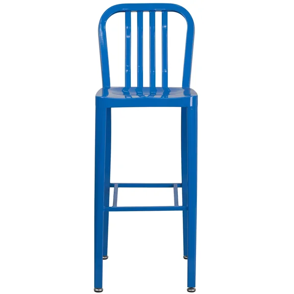 Lancaster Home Metal Indoor/Outdoor Slat Back Barstool - White