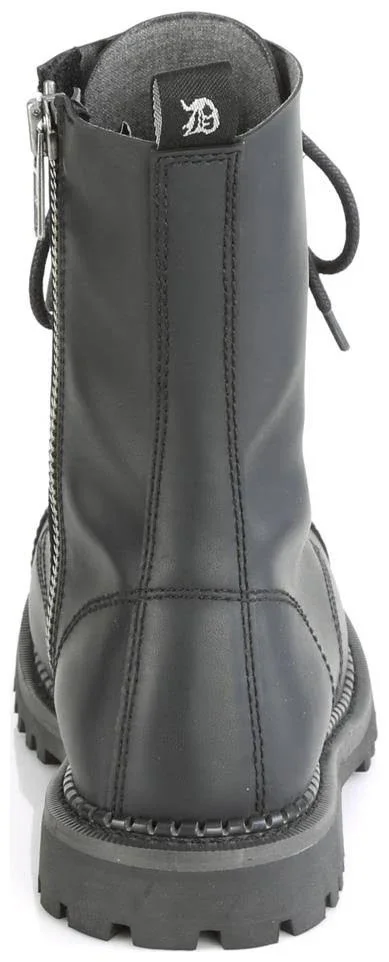 Demonia Men's Riot 10 Steel Toe Ankle Boot, Black Vegan Leather