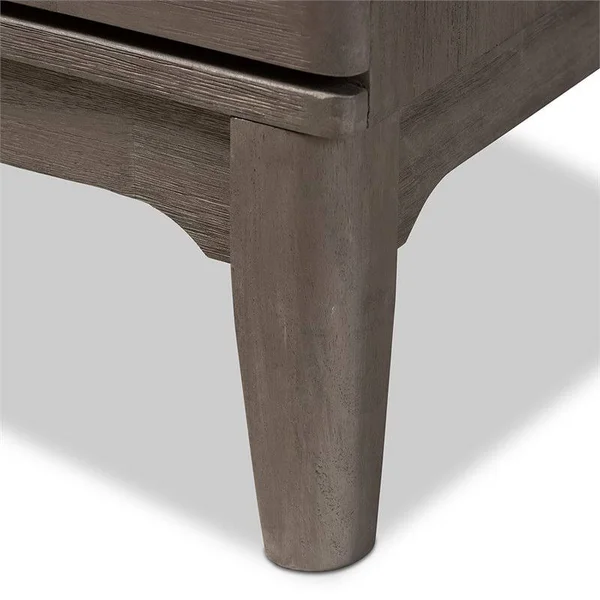 Baxton Studio Nash 2 Drawer Nightstand in Platinum Gray